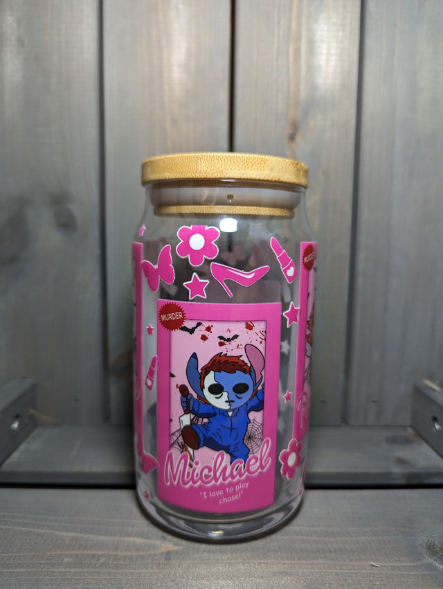 Halloween Movie Stitch glass & straw