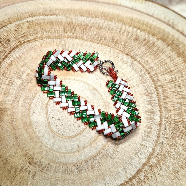 Bracelet half tilas double vert et blanc 