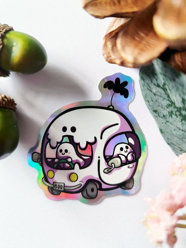 Ghost Car 2&quot; Holographic Sticker