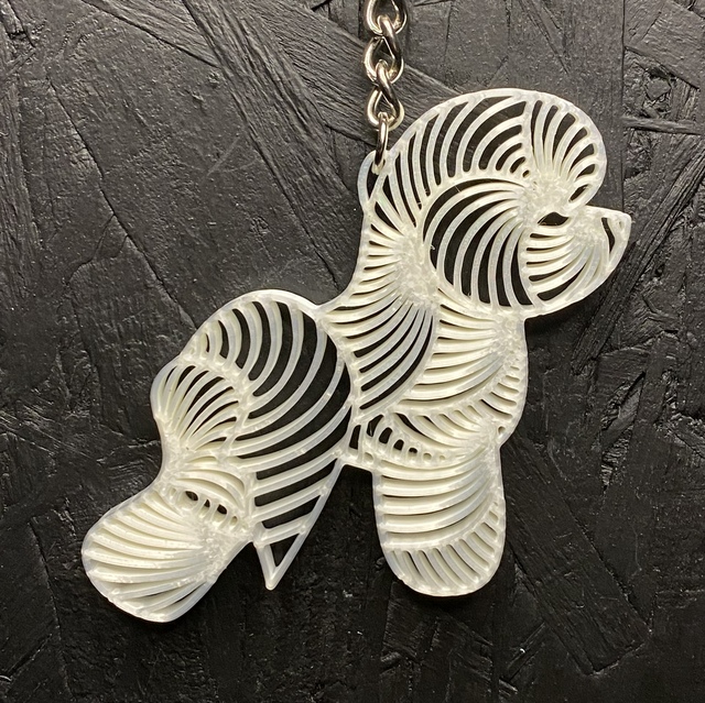 3D - Keychain Bichon White Silk