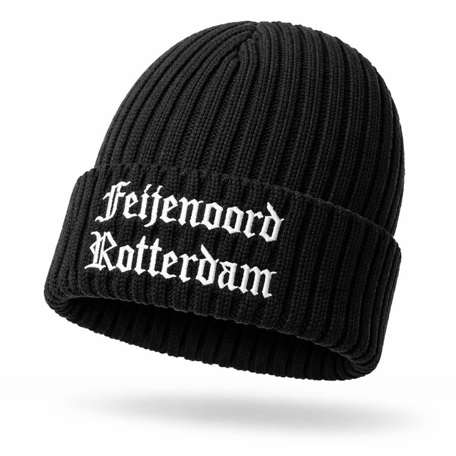 Feijenoord Rotterdam muts - Old Style - Zwart Luxe