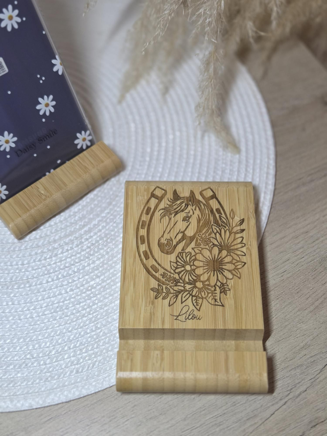 Support téléphone personnalisé &quot;fer à cheval / floral&quot;
