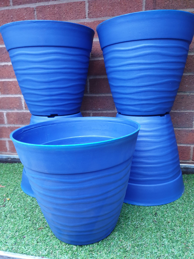 Dune Flat Rim Patio Planter - Dark Blue