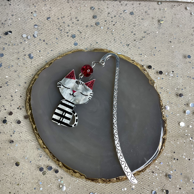 Handmade bookmark with colourful beads.