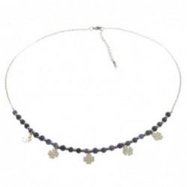 Collana donna con pietre naturali bijoux e charms a quadrifoglio
