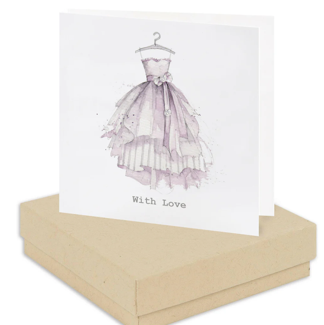 With Love Dress Card - Sterling Silver Crystal Earrings CE093