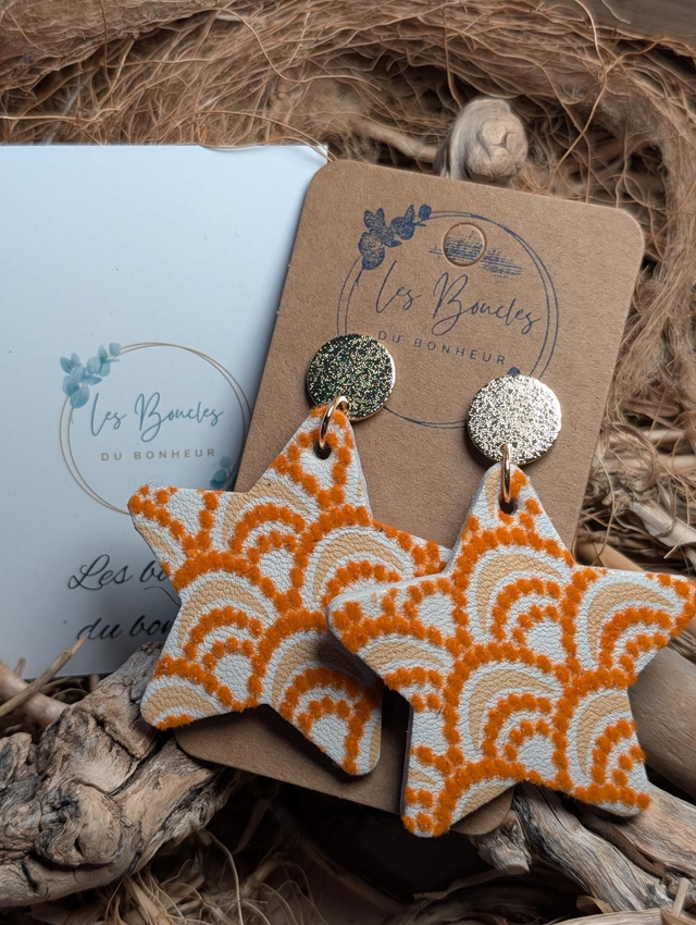 Boucles d'oreilles Années 80/90 étoile orange x040