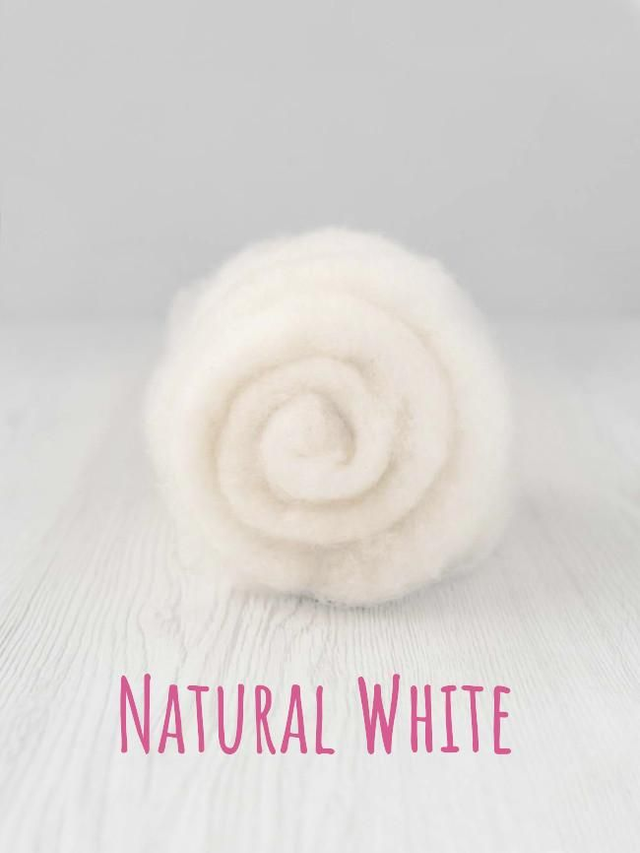 Carded Wool for Needle Felting Maori DHG - Natural White