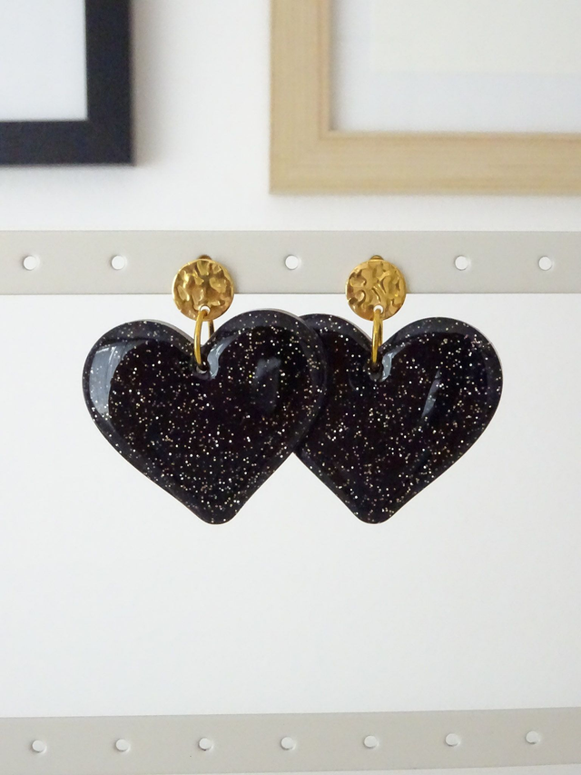 Coeur : noir paillettes 