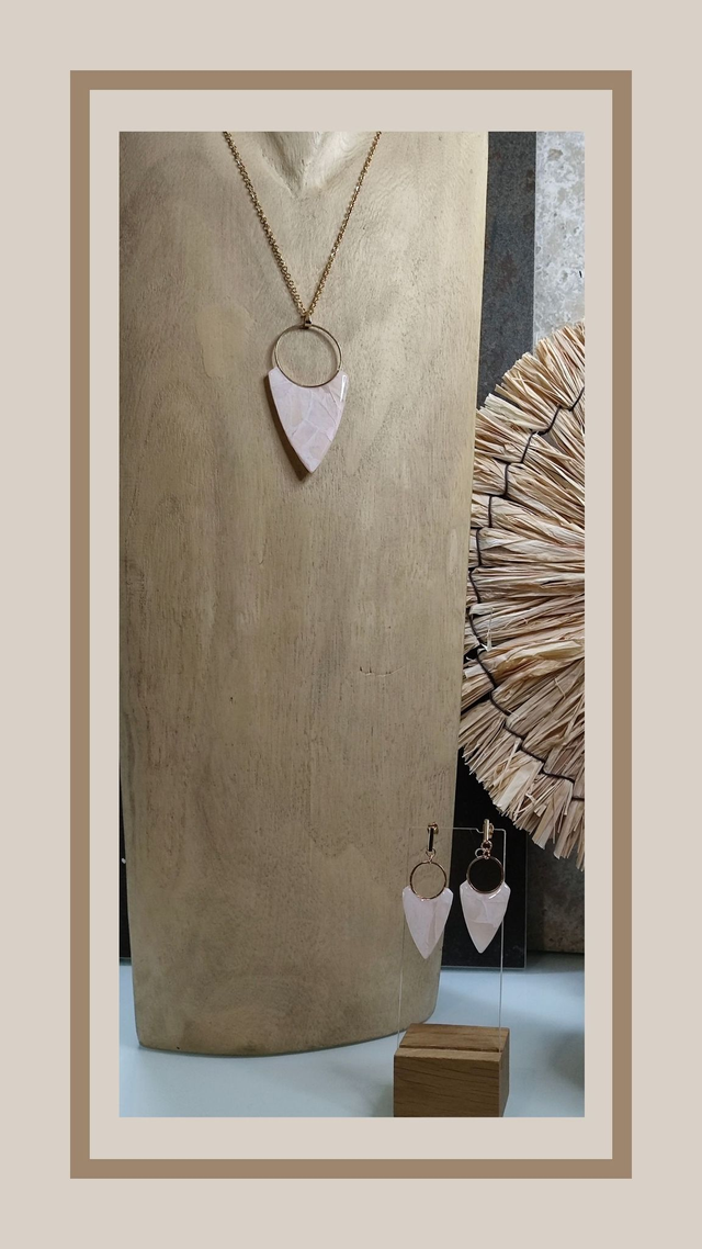 Parure faux quartz rose flèche 