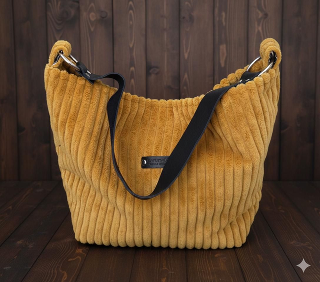 Sac à main porté épaule velours moutarde