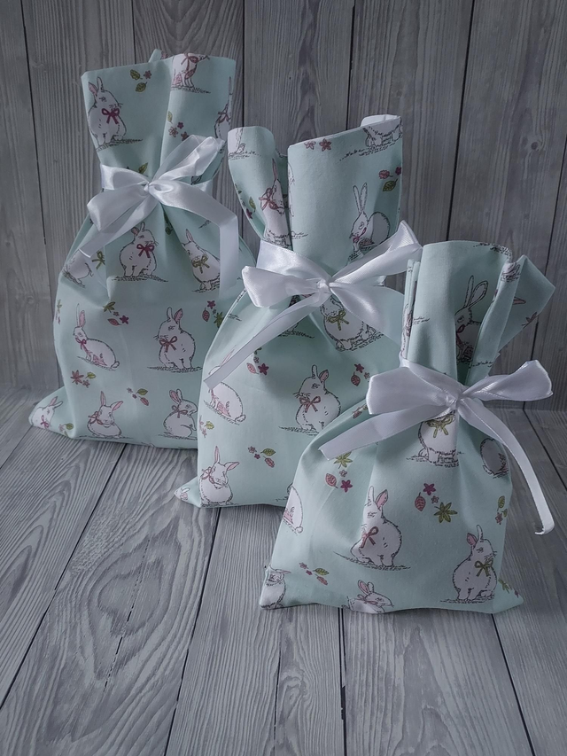 Baby Green Easter Bags Cotton Reusable Gift Bags, Party Bags, Gift Bags, Easter Bunny New Born Baby, Mothers Day Gift, Easter Eggs fully lined