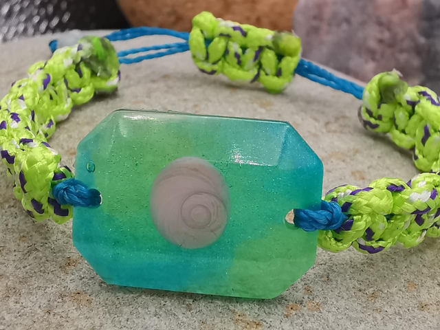 BCO-003 Bracelet bleu et vert rectangulaire 