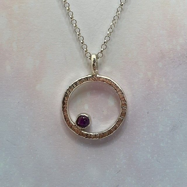 Silver and Amethyst Circle Pendant