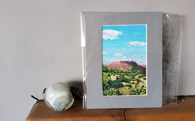 Easterside Hill, Bilsdale. Original oil painting. Mounted 22x 17.5 cm (painting 10x 16cm)