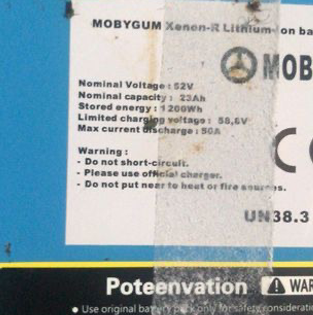 BATTERIE MOBYGUN XENON-R 52V 23A OCCASION