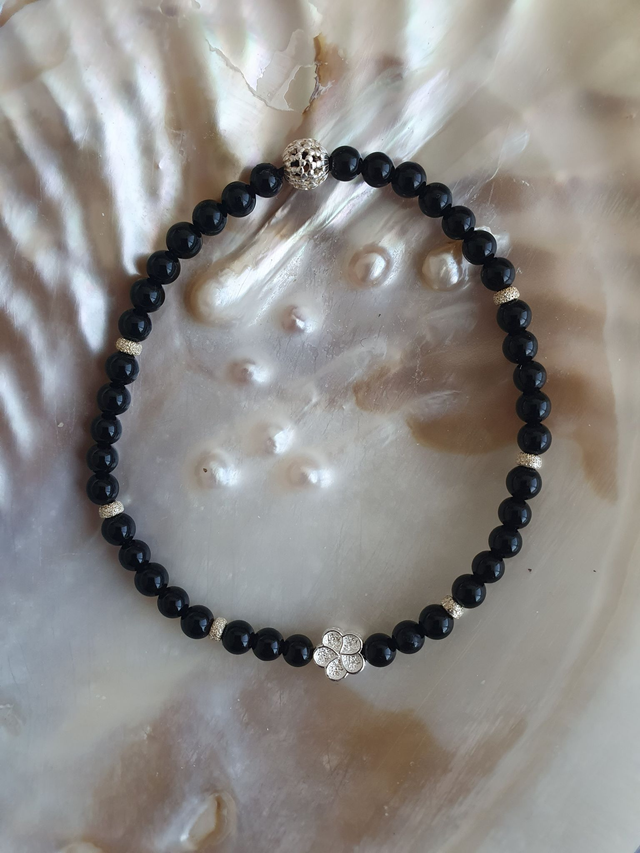 Armband Onyx mit Blume