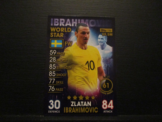 Zlatan Ibrahimovic - World Star Match Attax 101 Original Trading Card