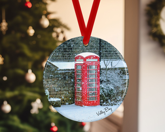 "Bolsterstone Telephone Box" Ceramic Christmas Decoration   