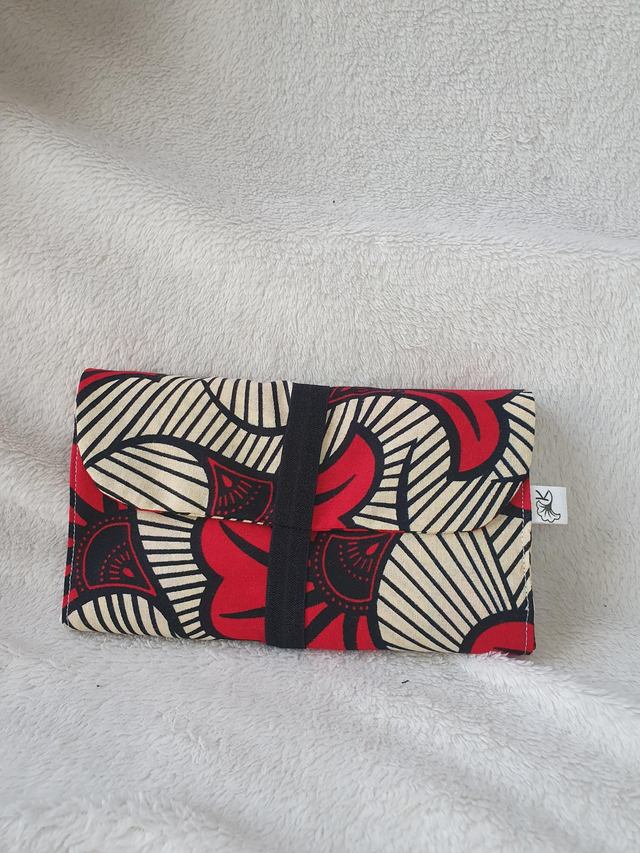 Pochette Tote bag Wax fleur rouge