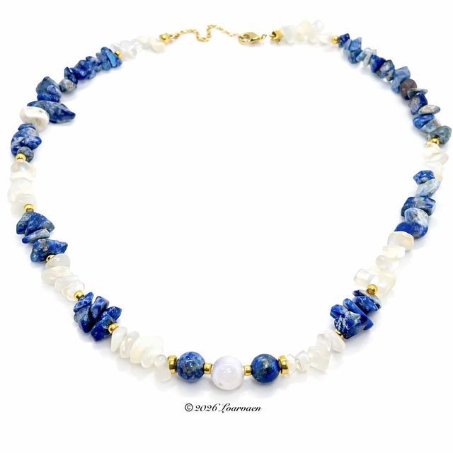 Collier « Aelwenn » Lapis Lazuli &amp; Pierre de Lune