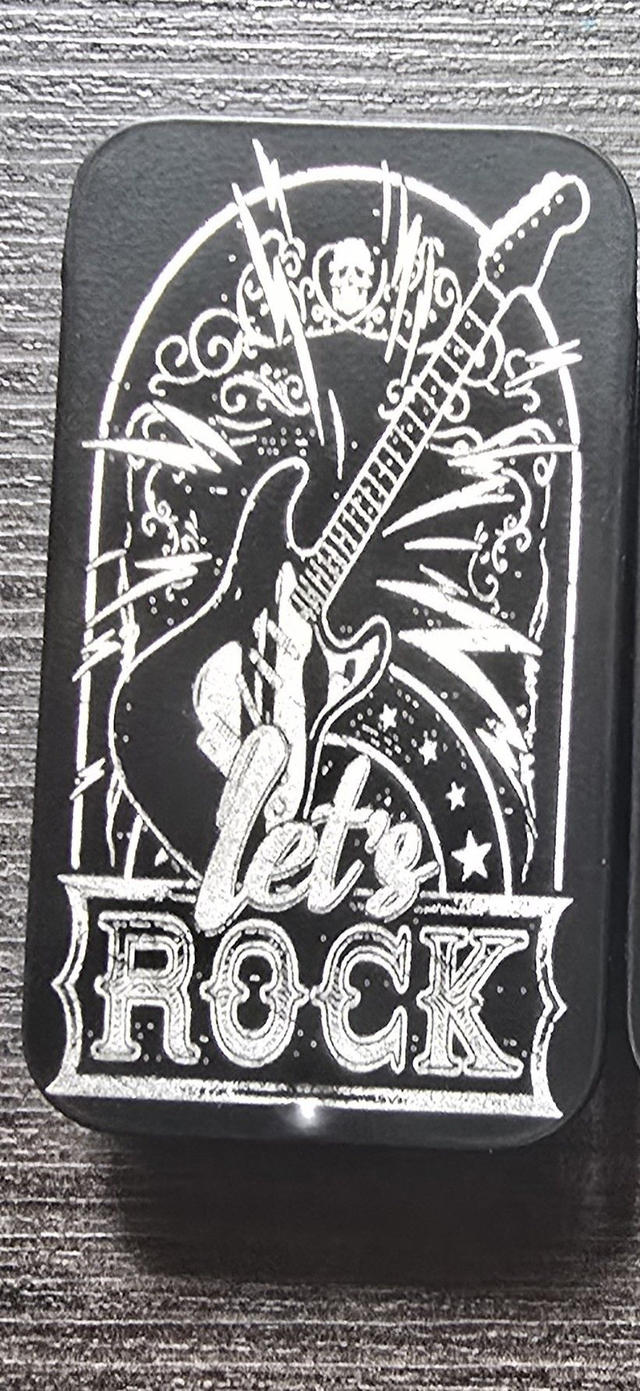 Aluminium Guitar Pick Tin - Lets Rock