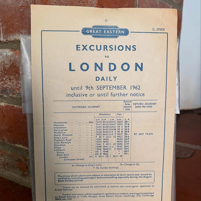 1962 Great Eastern Railways NORTH NORFOLK Handbill