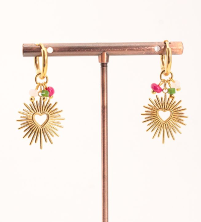 Pendientes acero aro corazón