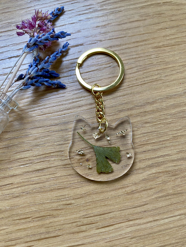 Porte clé chat - ginkgo