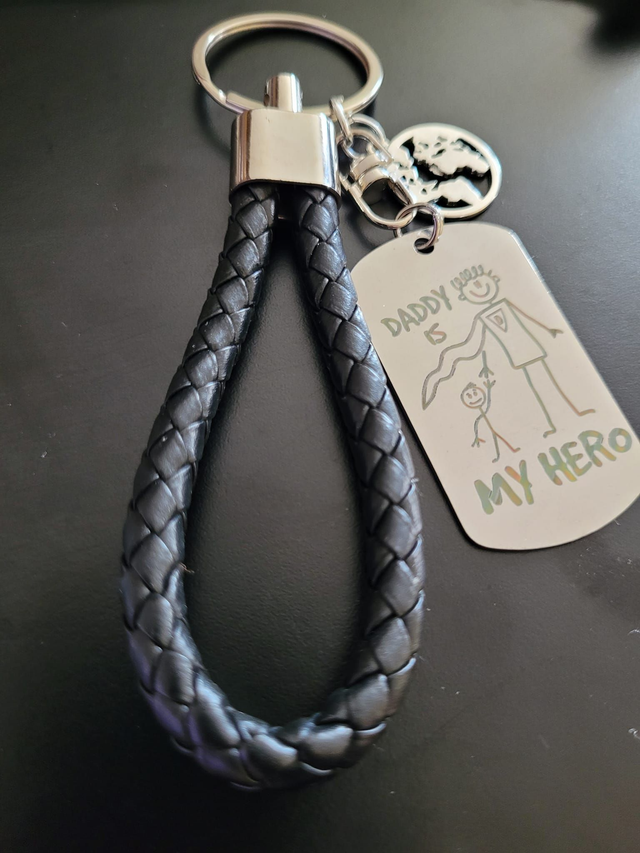 Porte-clés  Simili Noir - Daddy my hero