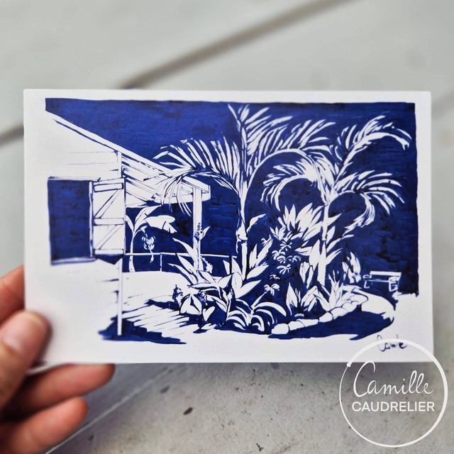 Carte postale Jardin bleu