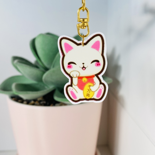 Porte-clés Plat Maneki Neko Cute