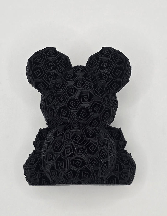 628. Rose Bear 3D printed in black