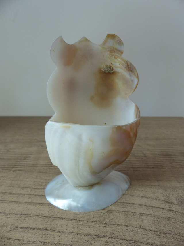 Vide-poche hibou en coquillage et nacre – sculpture artisanale française vintage – déco bord de mer - souvenir fait main marin et poétique