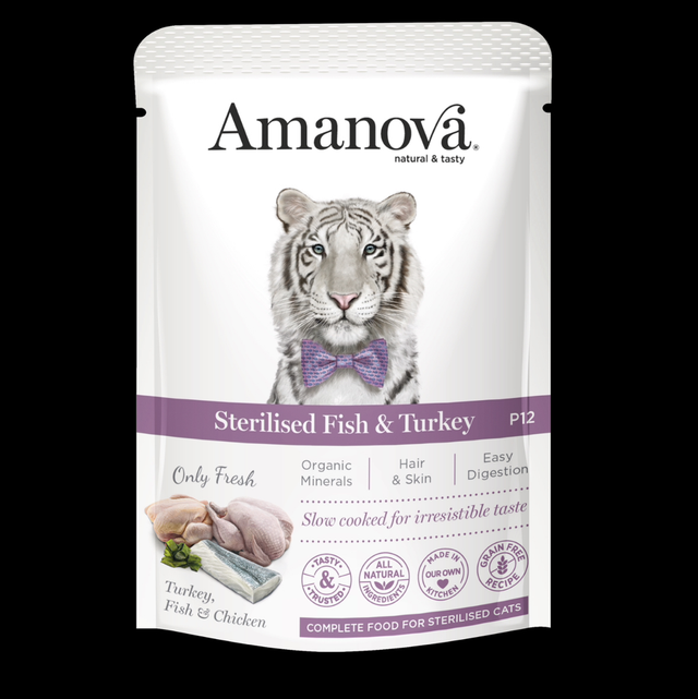 Amanova steriliseren fish en kalkoen zakje 85 gr