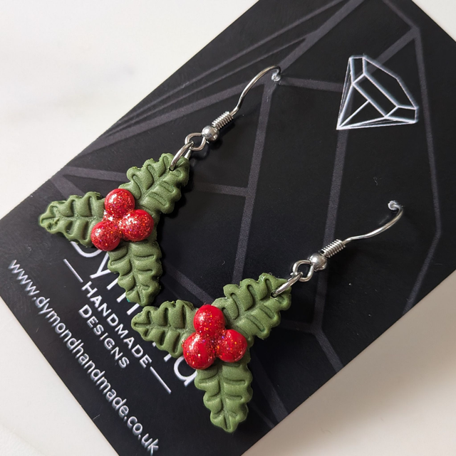 Christmas Holly - Drop earrings