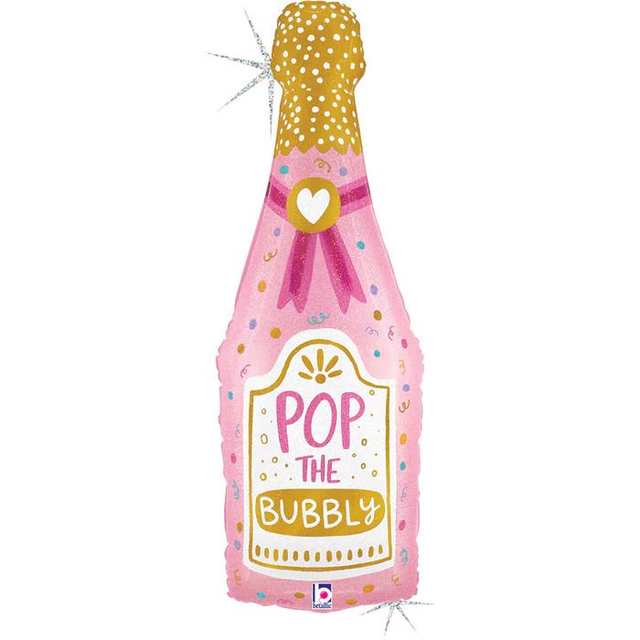 37" PINK 'POP THE BUBBLY' CHAMPAGNE BOTTLE FOIL