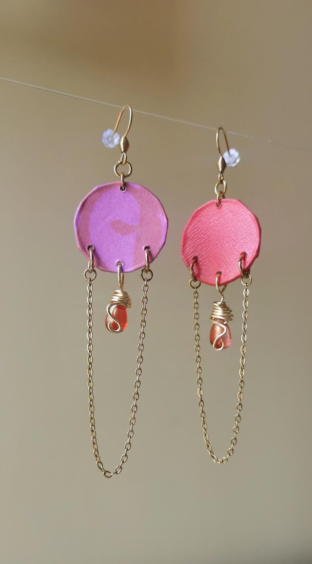 Boucles d&#039;oreilles Spring - Rose et rouge