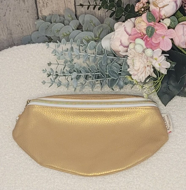 Sac banane simili cuir doré