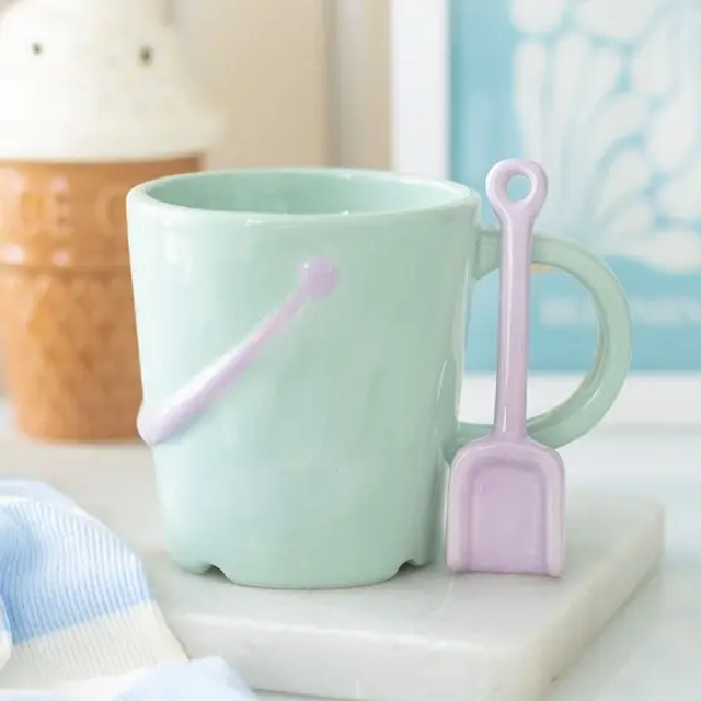Pastel Bucket Mug and Spade Spoon