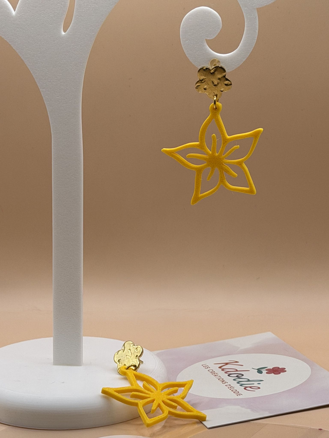 Boucles d'oreilles Fleur - Attaches Fantaisies couleur dorée