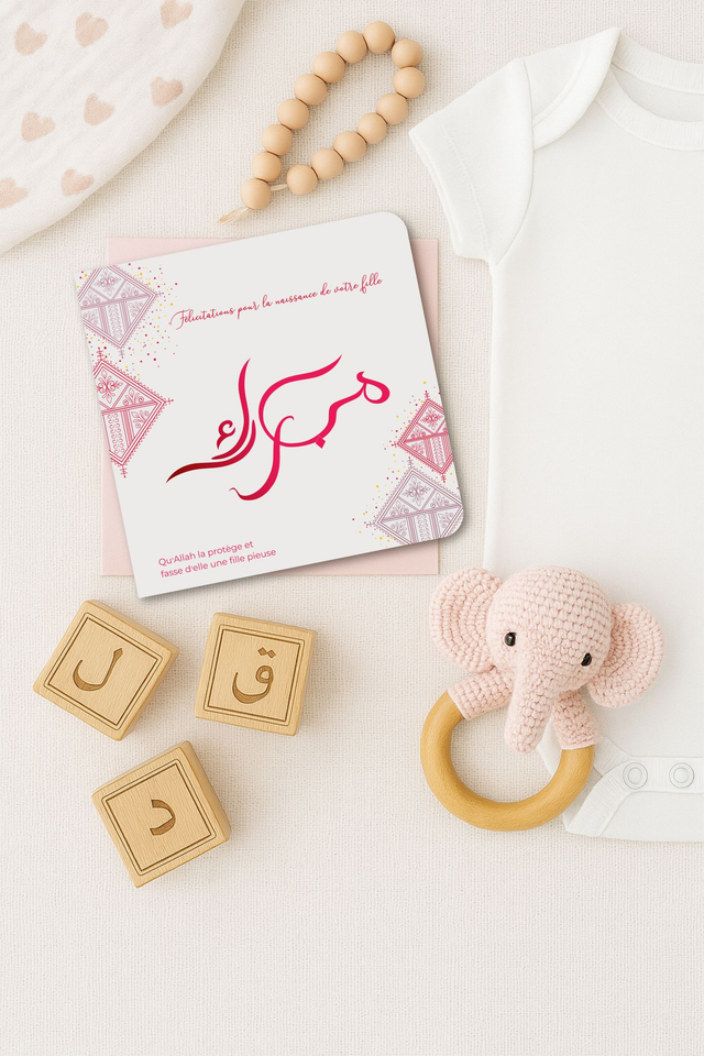 Carte de vœux Naissance d'une fille – Moubarak