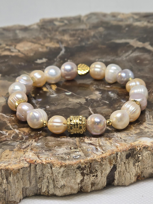 Bracelet Perle de culture d'eau douce multicolore 1cm