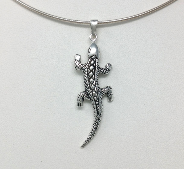 PENDENTIF GECKO EN ARGENT RHODIE VENDU SANS CHAINE - OSLPDS1817