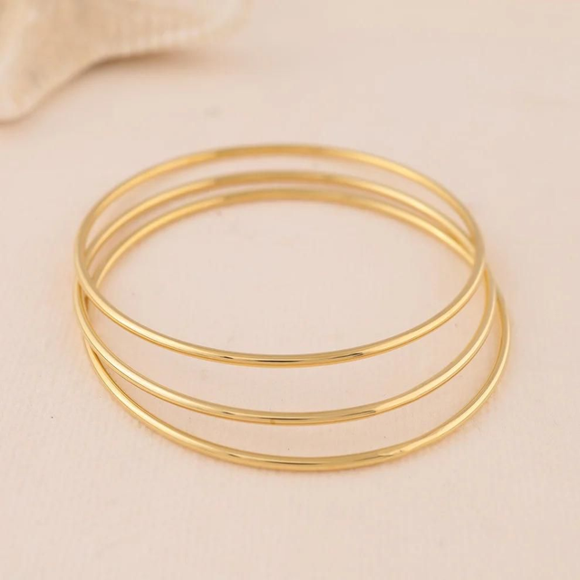 Trio de bracelets Doré Fins & Lisses