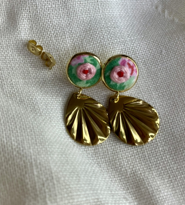 Boucles d’oreilles *Rosalie* rose/verte