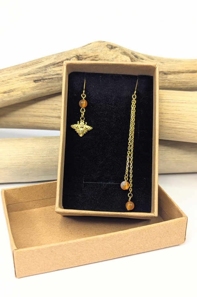 Boucles d'oreilles asymétriques Aristée - Cornaline