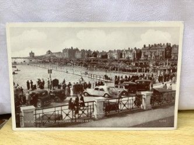 St Annes on Sea, New Boating Pool and Promenade, Lancashire, Valentine & Sons vintage postcard. Our Ref No. R482 £2.25