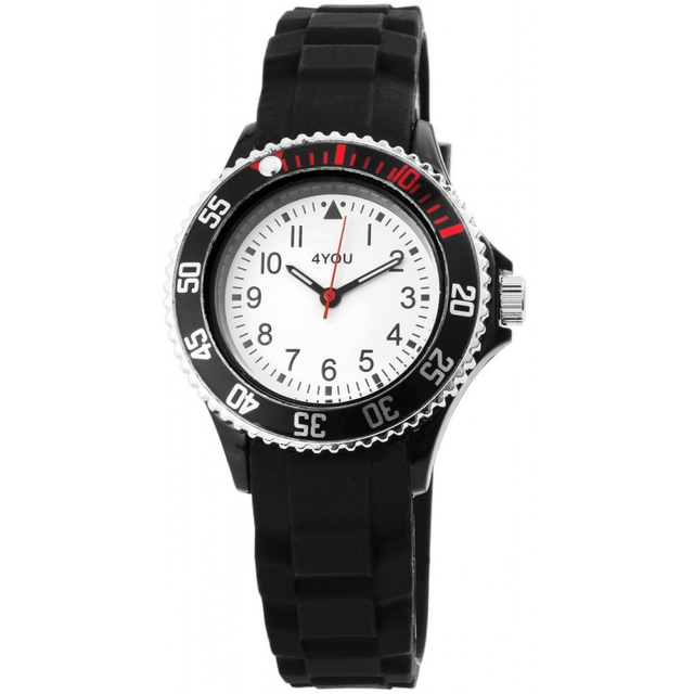 Montre marque 4you enfant à quartz pédagogique bracelet silicone noir