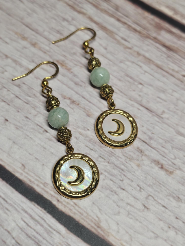 Boucles d’oreilles en Amazonite &amp; Nacre
